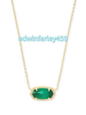 Elisa Gold Pendant Necklace in Emerald Cat's Eye